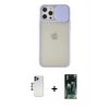 MARSİLYAN™- iPhone 12 Pro Max Kılıf Vadi Çizgi - Şeffaf 360 Full Body Arka Koruyucu + Shine Kamera Lens - LT