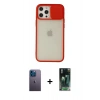 MARSİLYAN™- iPhone 12 Pro Max Kılıf Vadi Çizgi - Şeffaf 360 Full Body Arka Koruyucu + Neon Fosforlu Kamera Lens - MI