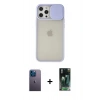 MARSİLYAN™- iPhone 12 Pro Max Kılıf Vadi Çizgi - Şeffaf 360 Full Body Arka Koruyucu + Neon Fosforlu Kamera Lens - MI