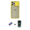 MARSİLYAN™- iPhone 12 Pro Max Kılıf Vadi Çizgi - Şeffaf 360 Full Body Arka Koruyucu + Metal Kamera Lens Koruma Cam - GD