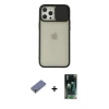 MARSİLYAN™- iPhone 12 Pro Max Kılıf Vadi Çizgi - Şeffaf 360 Full Body Arka Koruyucu + Metal Kamera Lens Koruma Cam - GD