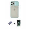 MARSİLYAN™- iPhone 12 Pro Max Kılıf Vadi Çizgi - Şeffaf 360 Full Body Arka Koruyucu + Metal Kamera Lens Koruma Cam - GD