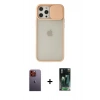 MARSİLYAN™- iPhone 12 Pro Max Kılıf Vadi Çizgi - Şeffaf 360 Full Body Arka Koruyucu + Neon Fosforlu Kamera Lens - TU