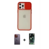 MARSİLYAN™- iPhone 12 Pro Max Kılıf Vadi Çizgi - Şeffaf 360 Full Body Arka Koruyucu + Neon Fosforlu Kamera Lens - TU