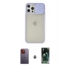 MARSİLYAN™- iPhone 12 Pro Max Kılıf Vadi Çizgi - Şeffaf 360 Full Body Arka Koruyucu + Neon Fosforlu Kamera Lens - TU