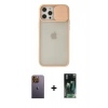 MARSİLYAN™- iPhone 12 Pro Max Kılıf Vadi Çizgi - Şeffaf 360 Full Body Arka Koruyucu + Sarı Neon Fosforlu Kamera Lens