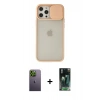 MARSİLYAN™- iPhone 12 Pro Max Kılıf Vadi Çizgi - Şeffaf 360 Full Body Arka Koruyucu + Neon Fosforlu Kamera Lens - YL