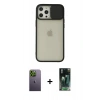 MARSİLYAN™- iPhone 12 Pro Max Kılıf Vadi Çizgi - Şeffaf 360 Full Body Arka Koruyucu + Neon Fosforlu Kamera Lens - YL