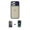 MARSİLYAN™- iPhone 12 Pro Max Kılıf Vadi Çizgi - Şeffaf 360 Full Body Arka Koruyucu + Neon Fosforlu Kamera Lens - YL