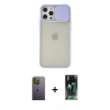 MARSİLYAN™- iPhone 12 Pro Max Kılıf Vadi Çizgi - Şeffaf 360 Full Body Arka Koruyucu + Neon Fosforlu Kamera Lens - YL