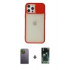 MARSİLYAN™- iPhone 12 Pro Max Kılıf Vadi Çizgi - Şeffaf 360 Full Body Arka Koruyucu + Neon Fosforlu Kamera Lens - YL