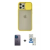 MARSİLYAN™- iPhone 12 Pro Max Kılıf Vadi Çizgi - Şeffaf Royal Nano Ekran Koruyucu + Neon Fosforlu Kamera Lens - MI