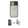 MARSİLYAN™- iPhone 12 Pro Max Kılıf Vadi Çizgi - Şeffaf Royal Nano Ekran Koruyucu + Neon Fosforlu Kamera Lens - MI