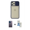 MARSİLYAN™- iPhone 12 Pro Max Kılıf Vadi Çizgi - Şeffaf Royal Nano Ekran Koruyucu + Neon Fosforlu Kamera Lens - MI