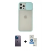 MARSİLYAN™- iPhone 12 Pro Max Kılıf Vadi Çizgi - Şeffaf Royal Nano Ekran Koruyucu + Neon Fosforlu Kamera Lens - MI