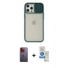 MARSİLYAN™- iPhone 12 Pro Max Kılıf Vadi Çizgi - Şeffaf Royal Nano Ekran Koruyucu + Neon Fosforlu Kamera Lens - TU