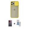 MARSİLYAN™- iPhone 12 Pro Max Kılıf Vadi Çizgi - Şeffaf Royal Nano Ekran Koruyucu + Neon Fosforlu Kamera Lens - TU
