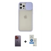 MARSİLYAN™- iPhone 12 Pro Max Kılıf Vadi Çizgi - Şeffaf Royal Nano Ekran Koruyucu + Neon Fosforlu Kamera Lens - TU