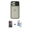 MARSİLYAN™- iPhone 12 Pro Max Kılıf Vadi Çizgi - Şeffaf Royal Nano Ekran Koruyucu + Neon Fosforlu Kamera Lens - TU