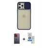 MARSİLYAN™- iPhone 12 Pro Max Kılıf Vadi Çizgi - Şeffaf Royal Nano Ekran Koruyucu + Neon Fosforlu Kamera Lens - TU