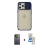 MARSİLYAN™- iPhone 12 Pro Max Kılıf Vadi Çizgi - Şeffaf Royal Nano Ekran Koruyucu + Neon Fosforlu Kamera Lens - YL