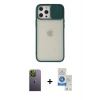 MARSİLYAN™- iPhone 12 Pro Max Kılıf Vadi Çizgi - Şeffaf Royal Nano Ekran Koruyucu + Neon Fosforlu Kamera Lens - YL