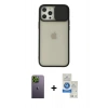 MARSİLYAN™- iPhone 12 Pro Max Kılıf Vadi Çizgi - Şeffaf Royal Nano Ekran Koruyucu + Neon Fosforlu Kamera Lens - YL