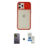 MARSİLYAN™- iPhone 12 Pro Max Kılıf Vadi Çizgi - Şeffaf Royal Nano Ekran Koruyucu + Neon Fosforlu Kamera Lens - YL