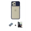 MARSİLYAN™- iPhone 12 Pro Max Kılıf Vadi Çizgi - Şeffaf Temperli Cam Ekran Koruyucu + Metal Kamera Lens Koruma Cam - KI