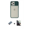 MARSİLYAN™- iPhone 12 Pro Max Kılıf Vadi Çizgi - Şeffaf Temperli Cam Ekran Koruyucu + Metal Kamera Lens Koruma Cam - KI