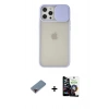 MARSİLYAN™- iPhone 12 Pro Max Kılıf Vadi Çizgi - Şeffaf Temperli Cam Ekran Koruyucu + Metal Kamera Lens Koruma Cam - KI