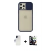 MARSİLYAN™- iPhone 12 Pro Max Kılıf Vadi Çizgi - Şeffaf Temperli Cam Ekran Koruyucu + Shine Kamera Lens - LT