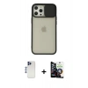MARSİLYAN™- iPhone 12 Pro Max Kılıf Vadi Çizgi - Şeffaf Temperli Cam Ekran Koruyucu + Shine Kamera Lens - LT