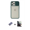 MARSİLYAN™- iPhone 12 Pro Max Kılıf Vadi Çizgi - Şeffaf Temperli Cam Ekran Koruyucu + Metal Kamera Lens Koruma Cam - GD