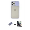 MARSİLYAN™- iPhone 12 Pro Max Kılıf Vadi Çizgi - Şeffaf Temperli Cam Ekran Koruyucu + Metal Kamera Lens Koruma Cam - GD