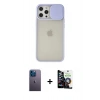 MARSİLYAN™- iPhone 12 Pro Max Kılıf Vadi Çizgi - Şeffaf Temperli Cam Ekran Koruyucu + Neon Fosforlu Kamera Lens - MI