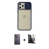 MARSİLYAN™- iPhone 12 Pro Max Kılıf Vadi Çizgi - Şeffaf Temperli Cam Ekran Koruyucu + Neon Fosforlu Kamera Lens - BZ