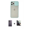 MARSİLYAN™- iPhone 12 Pro Max Kılıf Vadi Çizgi - Şeffaf Temperli Cam Ekran Koruyucu + Neon Fosforlu Kamera Lens - BZ