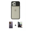 MARSİLYAN™- iPhone 12 Pro Max Kılıf Vadi Çizgi - Şeffaf Temperli Cam Ekran Koruyucu + Neon Fosforlu Kamera Lens - SI