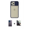MARSİLYAN™- iPhone 12 Pro Max Kılıf Vadi Çizgi - Şeffaf Temperli Cam Ekran Koruyucu + Neon Fosforlu Kamera Lens - MI