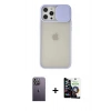 MARSİLYAN™- iPhone 12 Pro Max Kılıf Vadi Çizgi - Şeffaf Temperli Cam Ekran Koruyucu + Neon Fosforlu Kamera Lens - BZ