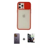 MARSİLYAN™- iPhone 12 Pro Max Kılıf Vadi Çizgi - Şeffaf Temperli Cam Ekran Koruyucu + Neon Fosforlu Kamera Lens - SI