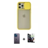 MARSİLYAN™- iPhone 12 Pro Max Kılıf Vadi Çizgi - Şeffaf Temperli Cam Ekran Koruyucu + Neon Fosforlu Kamera Lens - MI