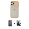 MARSİLYAN™- iPhone 12 Pro Max Kılıf Vadi Çizgi - Şeffaf Temperli Cam Ekran Koruyucu + Neon Fosforlu Kamera Lens - SI