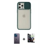 MARSİLYAN™- iPhone 12 Pro Max Kılıf Vadi Çizgi - Şeffaf Temperli Cam Ekran Koruyucu + Neon Fosforlu Kamera Lens - MI