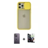 MARSİLYAN™- iPhone 12 Pro Max Kılıf Vadi Çizgi - Şeffaf Temperli Cam Ekran Koruyucu + Neon Fosforlu Kamera Lens - BZ