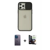MARSİLYAN™- iPhone 12 Pro Max Kılıf Vadi Çizgi - Şeffaf Temperli Cam Ekran Koruyucu + Neon Fosforlu Kamera Lens - MI