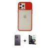 MARSİLYAN™- iPhone 12 Pro Max Kılıf Vadi Çizgi - Şeffaf Temperli Cam Ekran Koruyucu + Neon Fosforlu Kamera Lens - BZ