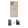 MARSİLYAN™- iPhone 12 Pro Max Kılıf Vadi Çizgi - Şeffaf Temperli Cam Ekran Koruyucu + Neon Fosforlu Kamera Lens - BZ