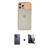 MARSİLYAN™- iPhone 12 Pro Max Kılıf Vadi Çizgi - Şeffaf Temperli Cam Ekran Koruyucu + Neon Fosforlu Kamera Lens - MI